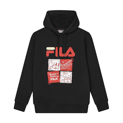 FILA Dragon Series Oversized Black Hoodie Unisex Couples Edition F11U419204F-BK