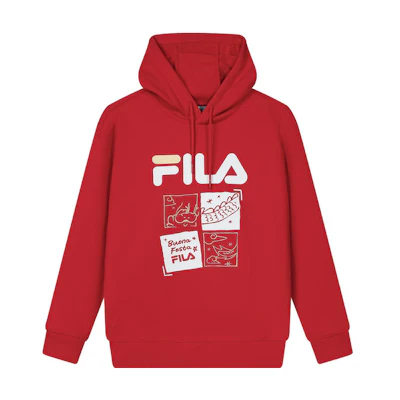 FILA Dragon Series Red Hoodie - Unisex Casual Fit for Couples F11U419204FRD