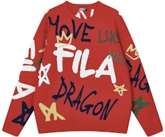 FILA Dragon Series Sweater Rajut Merah Unisex - Desain Tulisan Tangan Unik. F11U419402F-RD Order FILA Dragon Series Sweater Rajut Merah Unisex - Desain Tulisan Tangan Unik. F11U419402F-RD