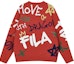Lookbook FILA ドラゴンシリーズ ユニセックス ニットセーター 赤 - コーデ風手書きデザイン F11U419402F-RD