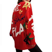 FILA Dragon Series Sweater Rajut Merah Unisex - Desain Tulisan Tangan Unik. F11U419402F-RD Details for FILA Dragon Series Sweater Rajut Merah Unisex - Desain Tulisan Tangan Unik. F11U419402F-RD