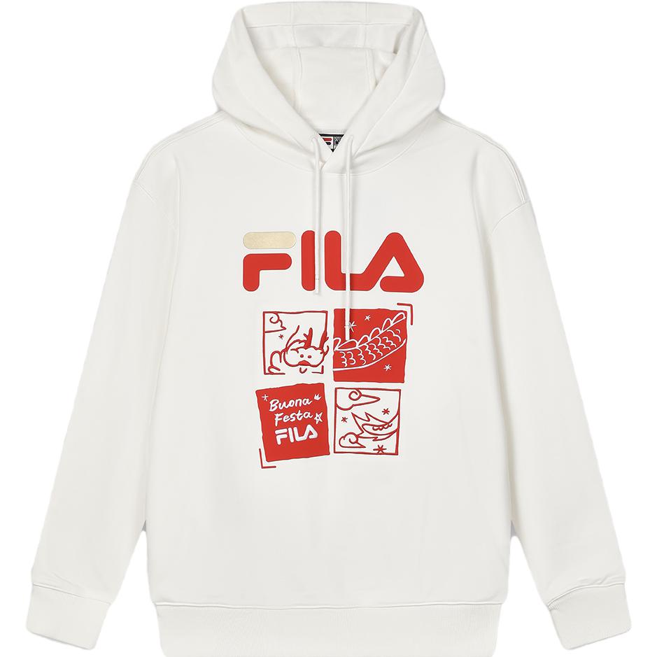 FILA Dragon Series Unisex Loose Fit Hoodie Cloud White F11U419204FWT