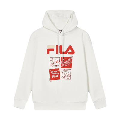FILA Dragon Series Unisex Loose Fit Hoodie Cloud White F11U419204FWT