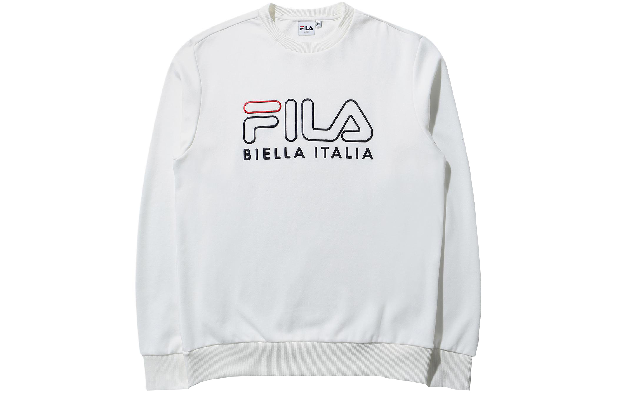 FILA Embroidered Letter Crewneck Unisex Sweatshirt Gray White FS2POD3182X-OWH