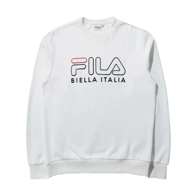 FILA Embroidered Letter Crewneck Unisex Sweatshirt Gray White FS2POD3182X-OWH