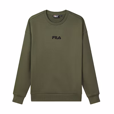 FILA Embroidered Logo Army Green Pullover Sweatshirt Unisex F51U138295F-GN
