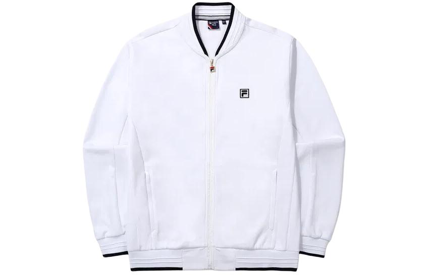 FILA Embroidered Logo Baseball Collar Zip Jacket Unisex White FS2FTG1301XWHI