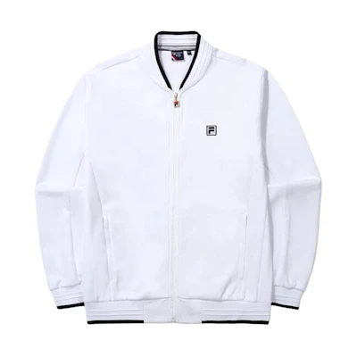 FILA Embroidered Logo Baseball Collar Zip Jacket Unisex White FS2FTG1301XWHI