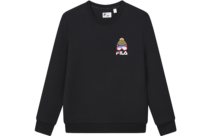 FILA Embroidered Logo Casual Knit Pullover Sweatshirt for Men - Black F11M148203F-BK
