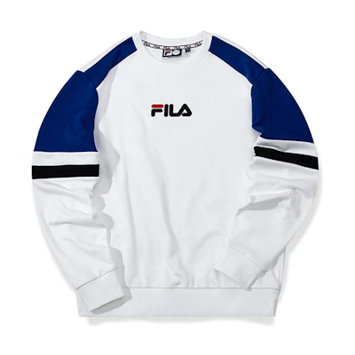 FILA Embroidered Logo Colorblock Crewneck Sweatshirt White T11M033206F-WT