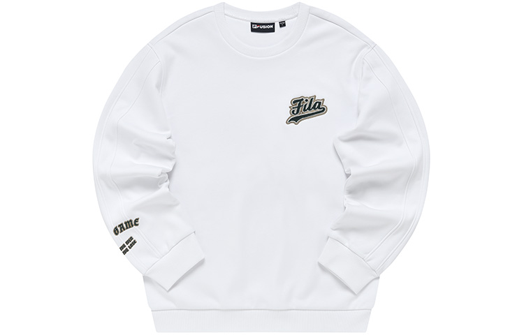 FILA Embroidered Logo Crewneck Fleece Sweatshirt Standard White T11M242211F-WT