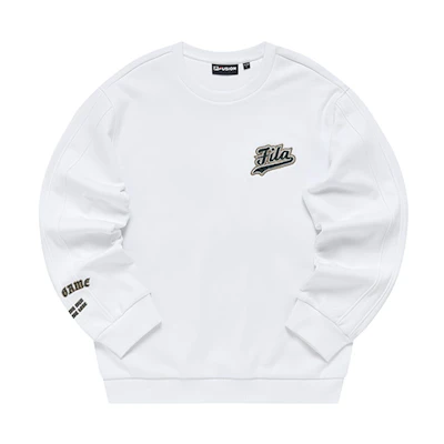FILA Embroidered Logo Crewneck Fleece Sweatshirt Standard White T11M242211F-WT