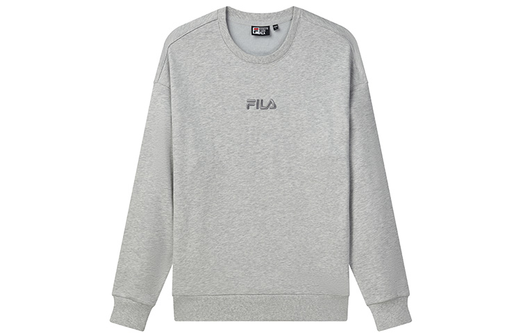 FILA Embroidered Logo Crewneck Pullover Sweatshirt Zinc White/Gray - Winter Unisex F51U138295F-MG