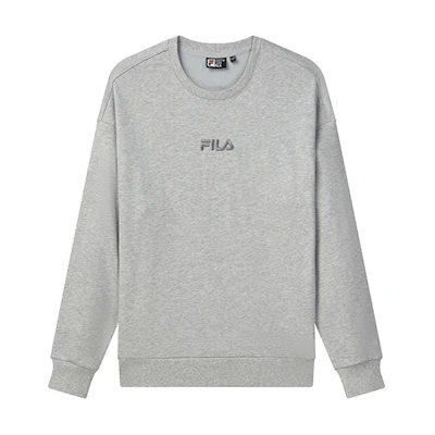 FILA Embroidered Logo Crewneck Pullover Sweatshirt Zinc White/Gray - Winter Unisex F51U138295F-MG
