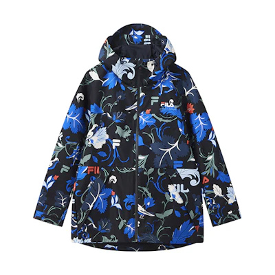 FILA Embroidered Logo Full-Print Hooded Jacket - Legend Blue F11M118704F-ZA