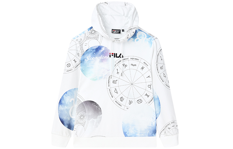 FILA Embroidered Logo Fun Graphic Hoodie Standard White F11M038213GWT
