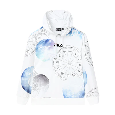 FILA Embroidered Logo Fun Graphic Hoodie Standard White F11M038213GWT