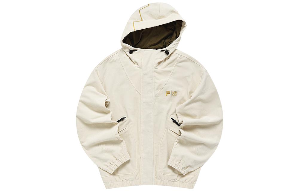 FILA Embroidered Logo Hoodie Jacket Beige Color T11M319702F-LK