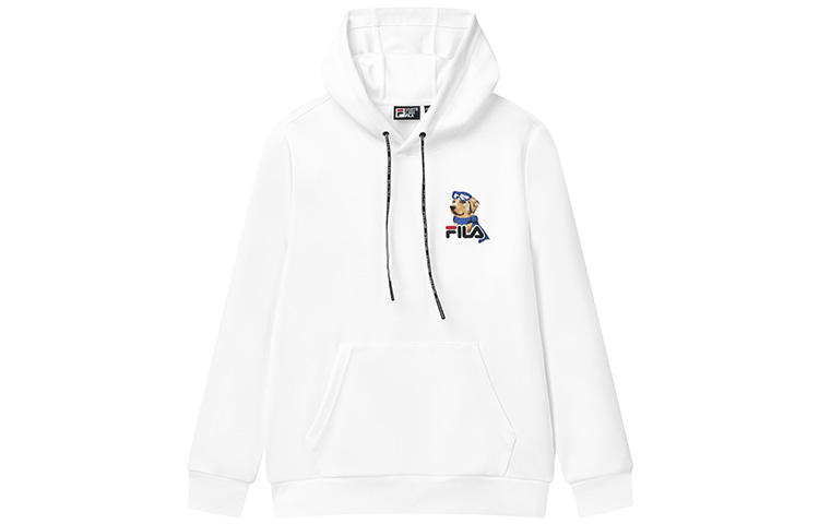 FILA Embroidered Logo Hoodie White - Casual Sportswear for All Seasons F11M148215F-WT