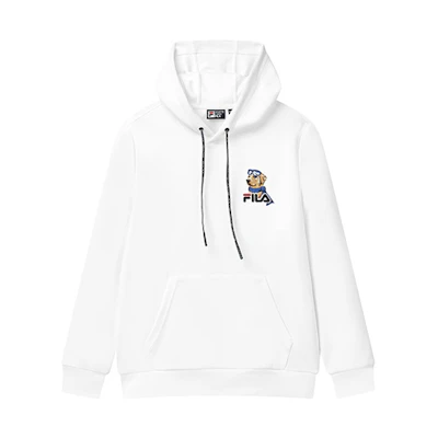 FILA Embroidered Logo Hoodie White - Casual Sportswear for All Seasons F11M148215F-WT