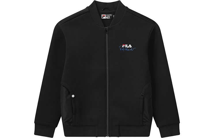 FILA Embroidered Logo Knit Jacket Black Casual Sportswear (Spring/Fall) F11M118504F-BK