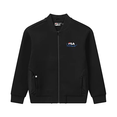 FILA Embroidered Logo Knit Jacket Black Casual Sportswear (Spring/Fall) F11M118504F-BK