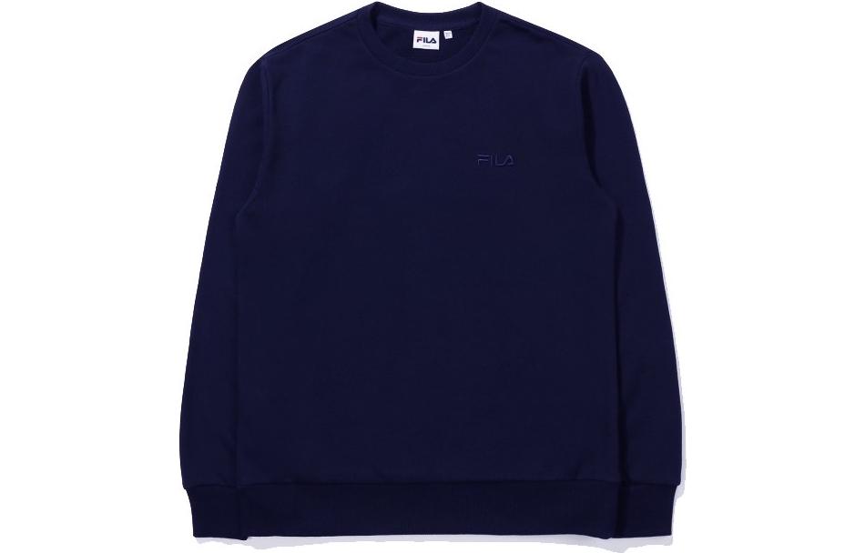 FILA Embroidered Logo Long-Sleeve Sweatshirt Navy Unisex Couple Style FS2POD3103X-INA