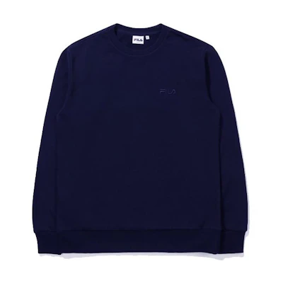 FILA Embroidered Logo Long-Sleeve Sweatshirt Navy Unisex Couple Style FS2POD3103X-INA
