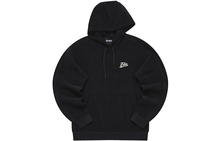 FILA Embroidered Logo Oversized Hoodie - Casual Sportswear in Black T11M312205F-BK
