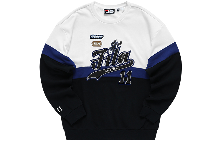 FILA Embroidered Logo Patchwork Loose Fit Pullover Sweatshirt Black () T11M142201FBK