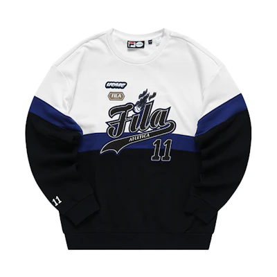 FILA Embroidered Logo Patchwork Loose Fit Pullover Sweatshirt Black () T11M142201FBK