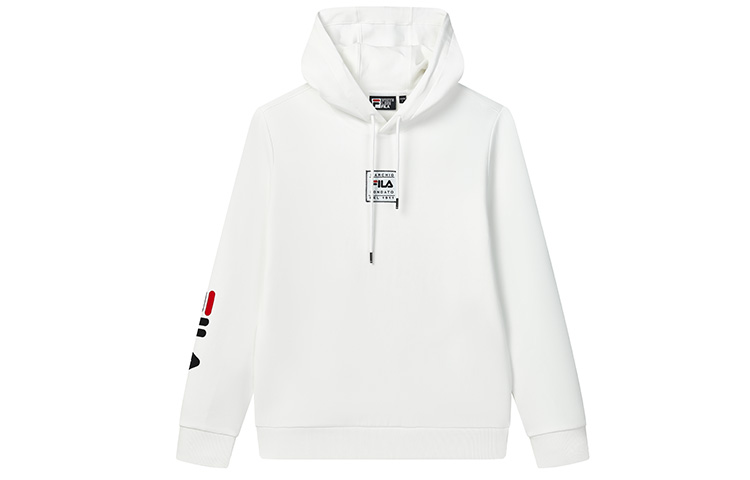FILA Embroidered Logo Printed Hoodie in Standard White F11M048207FWT