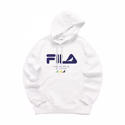 FILA Embroidered Logo Pullover Hoodie White T11M114209F-WT