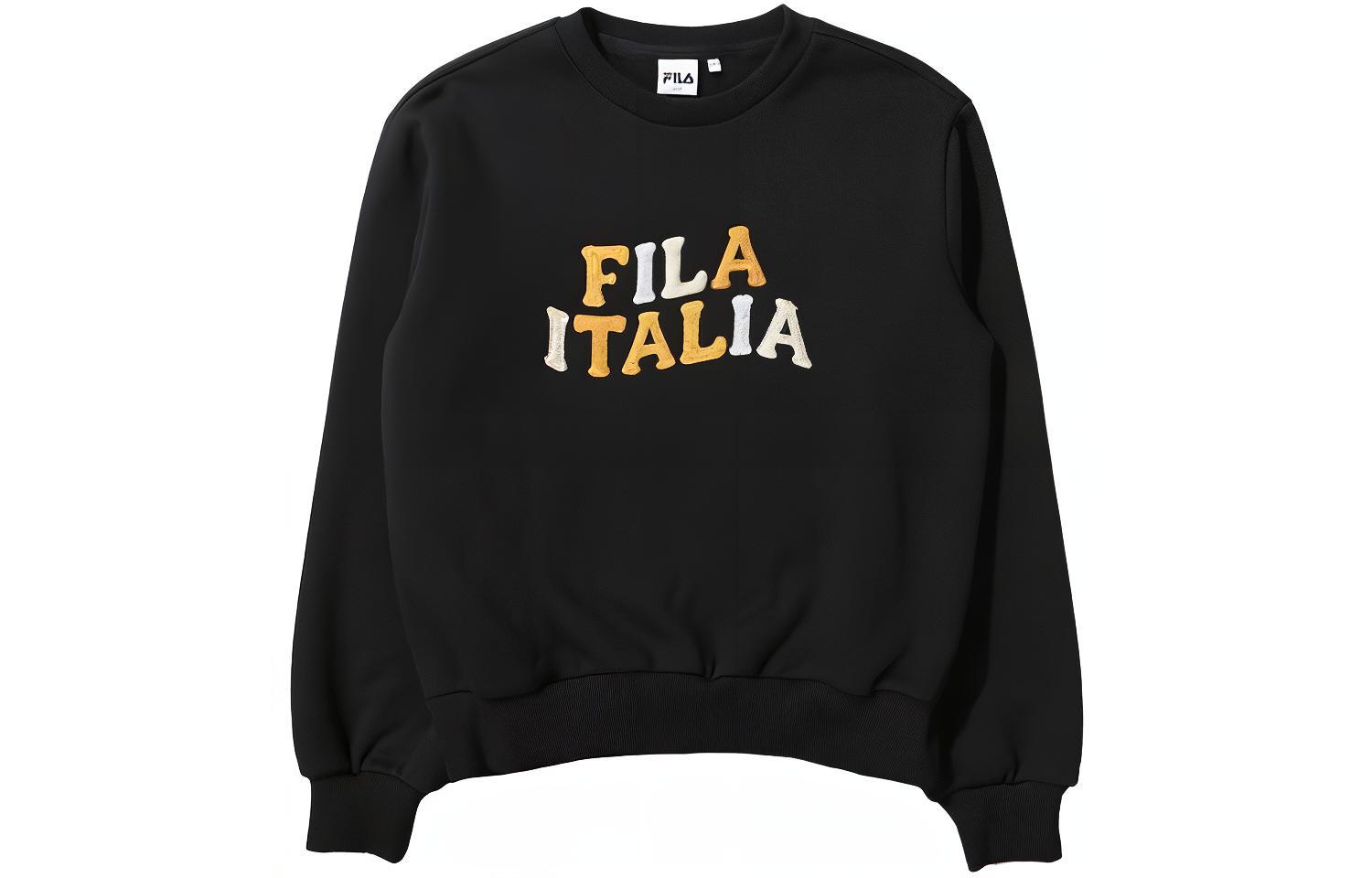 FILA Embroidered Logo Unisex Black Crewneck Sweatshirt FS2POD4152F