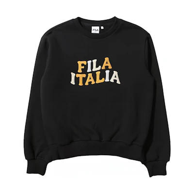 FILA Embroidered Logo Unisex Black Crewneck Sweatshirt FS2POD4152F