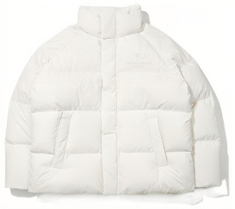 FILA 刺繍ロゴ ホワイト ユニセックス ダウンジャケット 高襟 暖かいコート FS2DJD4101X-CRM Order FILA 刺繍ロゴ ホワイト ユニセックス ダウンジャケット 高襟 暖かいコート FS2DJD4101X-CRM