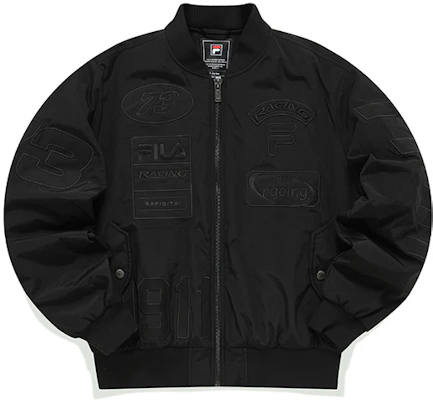 FILA 男士刺绣Logo冬季黑色飞行员夹克. F11M219901FBK Buy FILA 男士刺绣Logo冬季黑色飞行员夹克. F11M219901FBK
