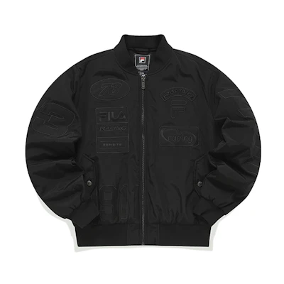 FILA Embroidered Logo Winter Black Pilot Jacket for Men. F11M219901FBK