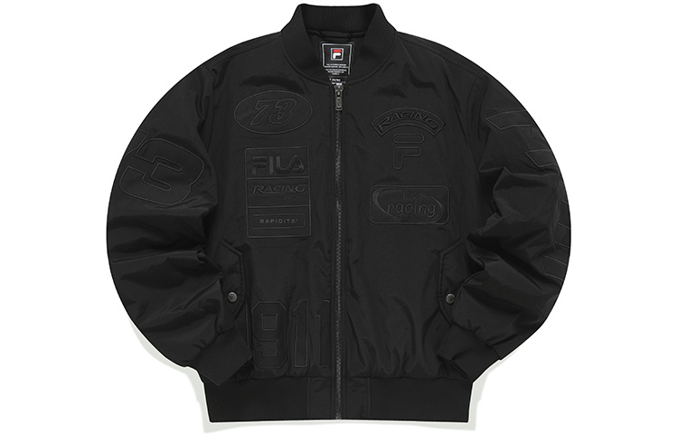 Order FILA 男士刺绣Logo冬季黑色飞行员夹克. F11M219901FBK
