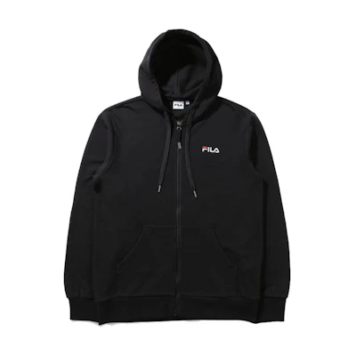 FILA Embroidered Logo Zip-Up Hoodie Unisex Black Long-Sleeve FS2FTD3101X