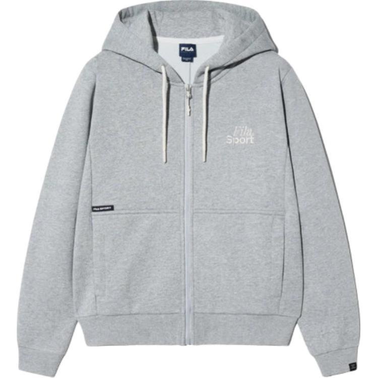 FILA Embroidered Logo Zip-Up Hoodie Unisex Grey FS2FTH1101ULML