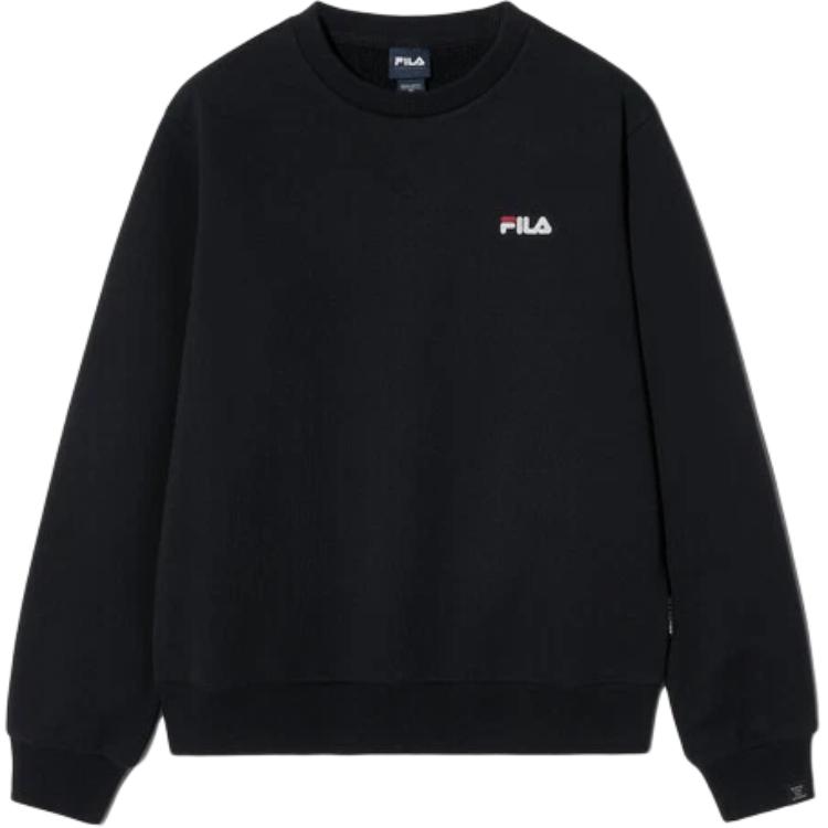 FILA Embroidered Solid Color Crewneck Sweatshirt Unisex Black FS2POH1101UBLK