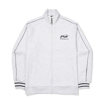 FILA Embroidered Striped Retro Zip-Up Jacket Unisex Light Gray FS2FTF3103XWTM