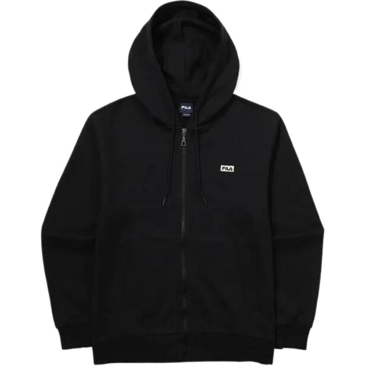 FILA Essence Unisex Black Zipper Hoodie Jacket - Solid Color Long-Sleeve Fit FS2FTG1101X-BLK