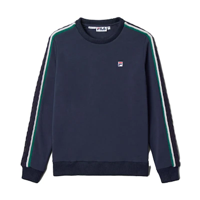 FILA F-Box Anniversary Colorblock Knit Pullover Sweatshirt Blue Unisex LU331124