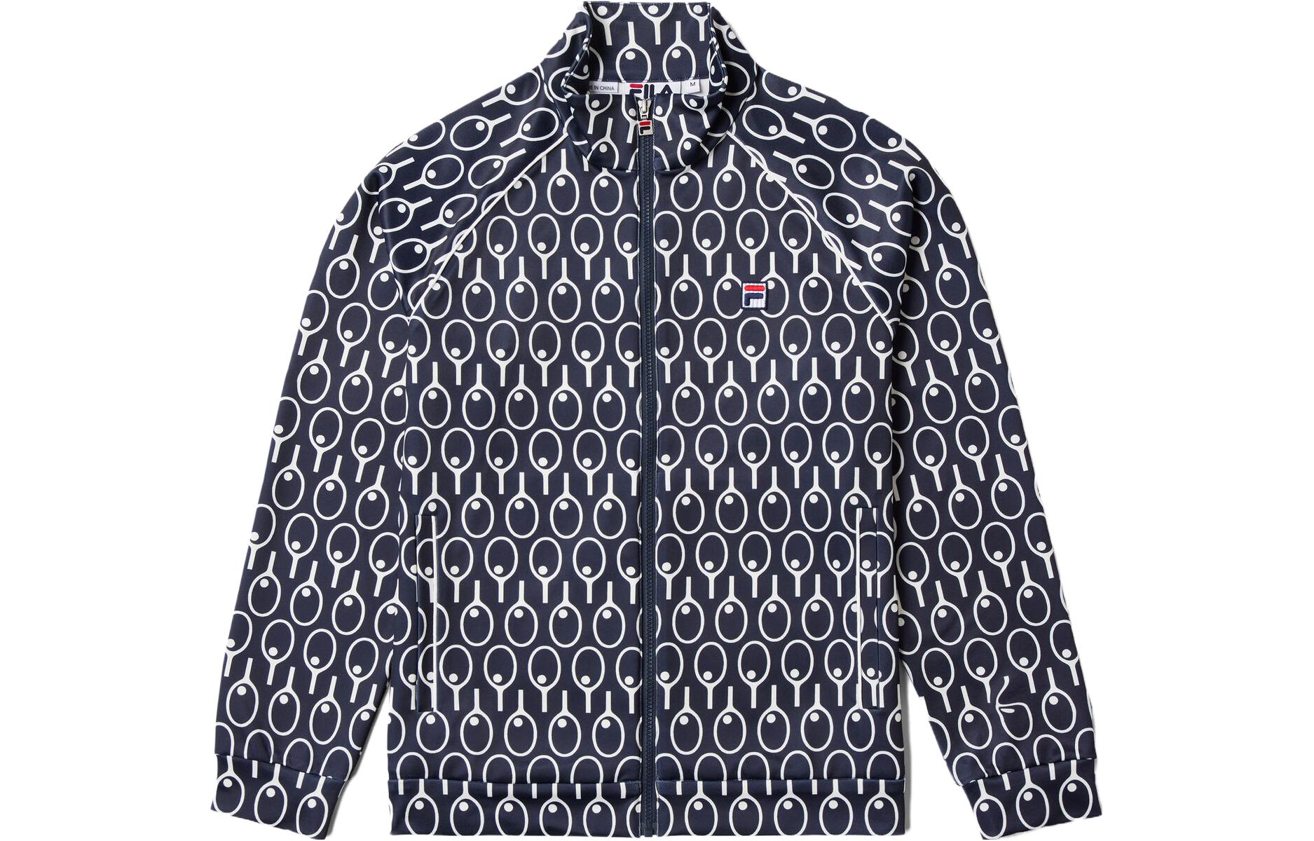 FILA F-Box Anniversary Tennis Racket Print Zip Jacket Unisex Blue LU331114