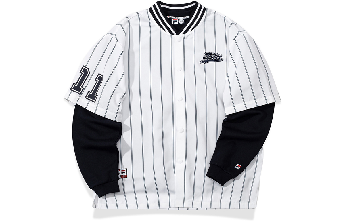 FILA Fake Two-Piece Pullover Sweatshirt Standard White T11M032207F-WT