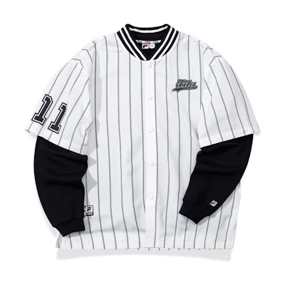 FILA Fake Two-Piece Pullover Sweatshirt Standard White T11M032207F-WT