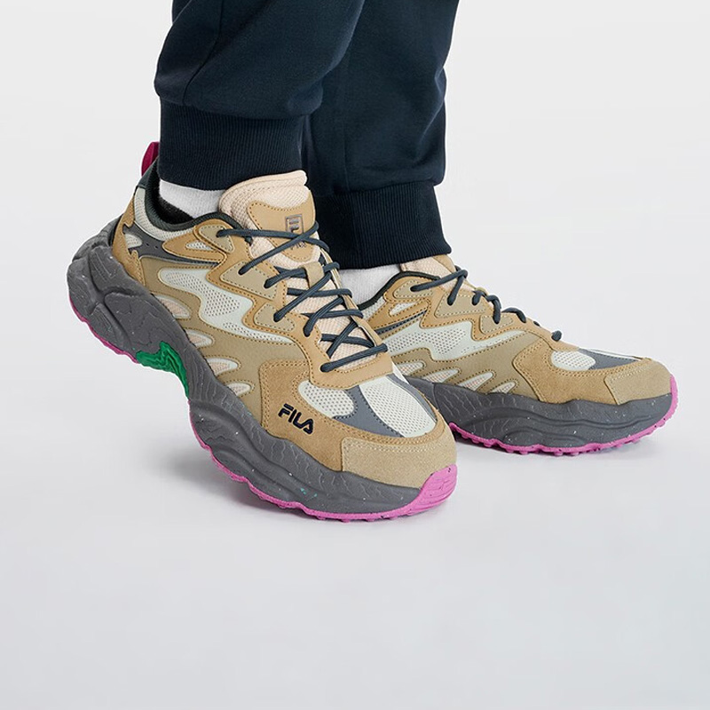 Cheap FILA斐樂 Fern 蕨草鞋 防滑耐磨 低筒 爸爸鞋 男款 牡蠣灰