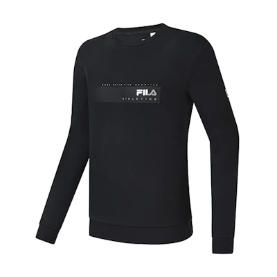 FILA FITNESS Black Crewneck Sweatshirt with Logo Print A11M311209F-BK